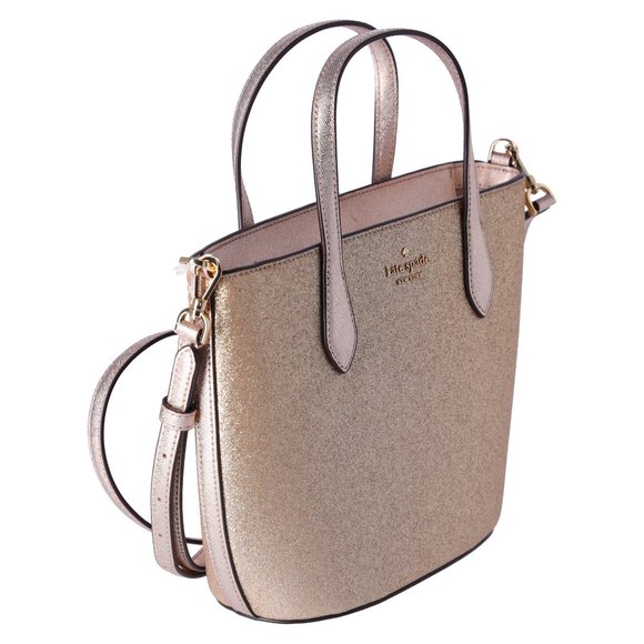 Kate Spade Glitter Glimmer Small Zip Satchel Crossbody Bag Gold Holiday - Picture 7 of 9